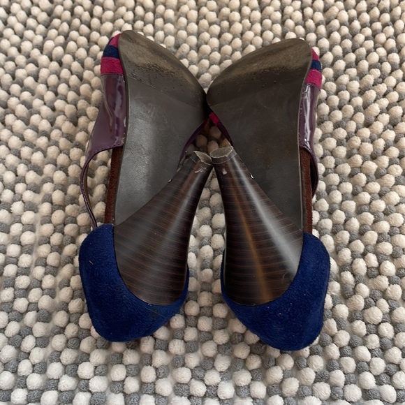 🌸2/$30 Multicolored Magenta/Blue/Purple Peep Toe Heels - Picture 5 of 5